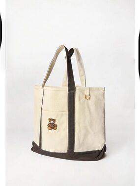 NWT Teddy bear cotton canvas tote shopper bag shoulder bag